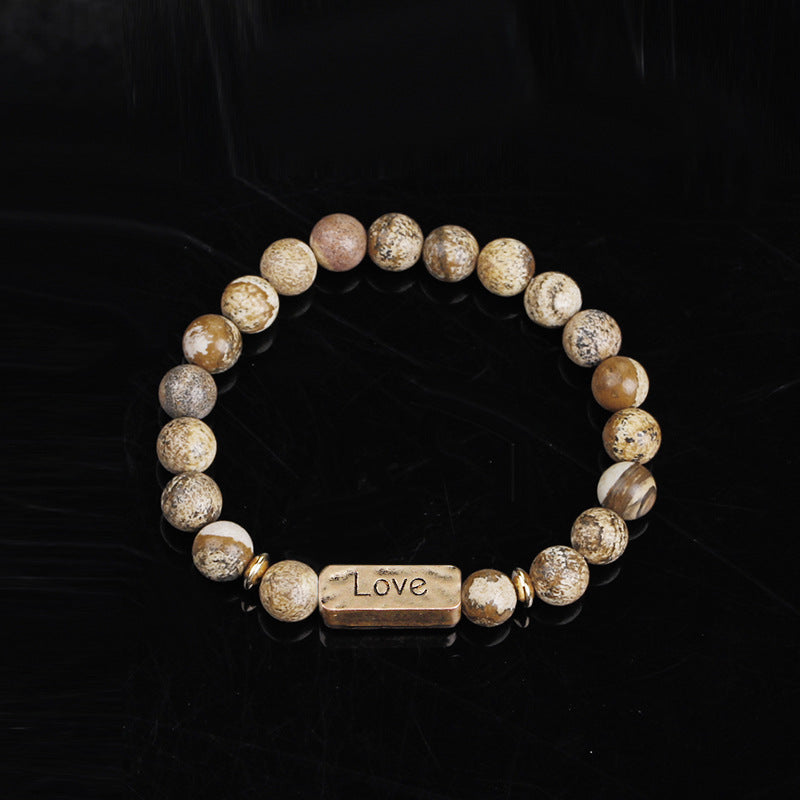 European Fashion Natural Stone Volcanic Tag Bracelets