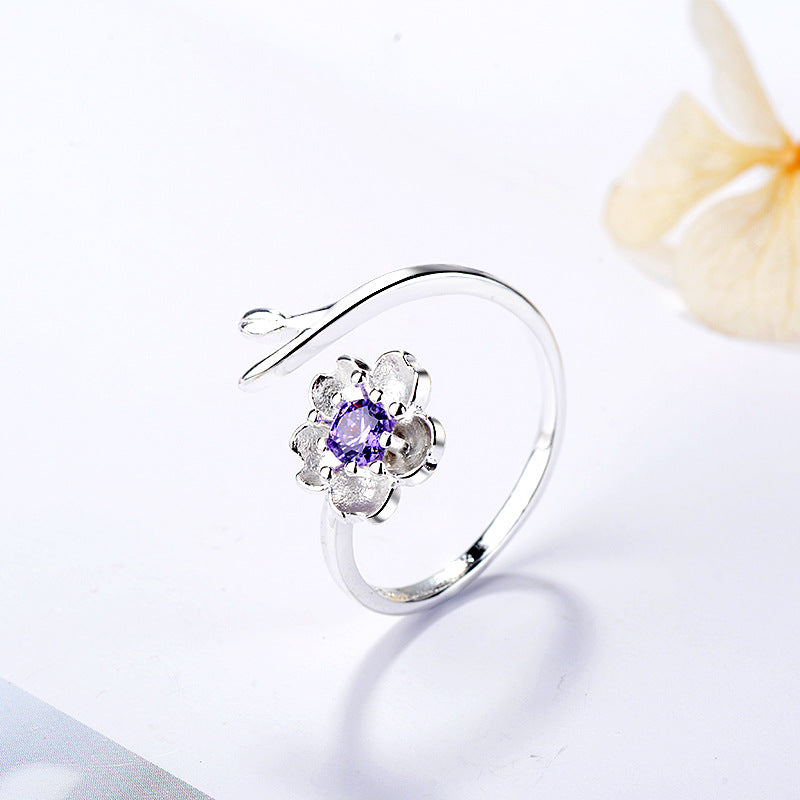 Fresh Cherry Blossoms Female Accessories Open Rings