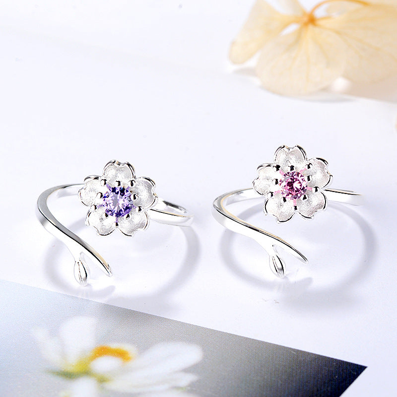 Fresh Cherry Blossoms Female Accessories Open Rings