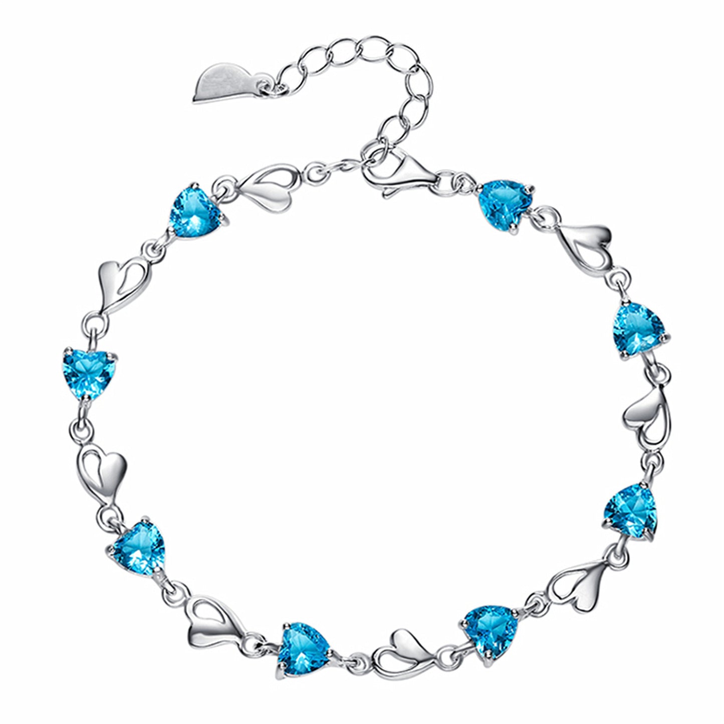 Style mode argent bijoux cristal Zircon améthyste coeur femme Bracelets