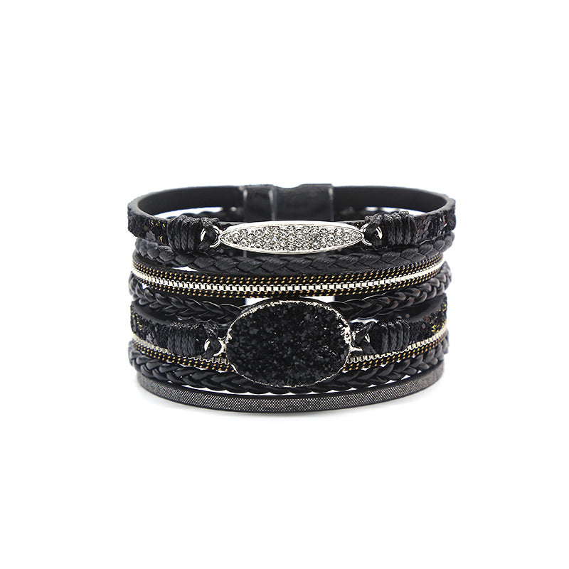 Women's Fashion Electroplated Leather Magnetic Buckle Jewelry Bracelets