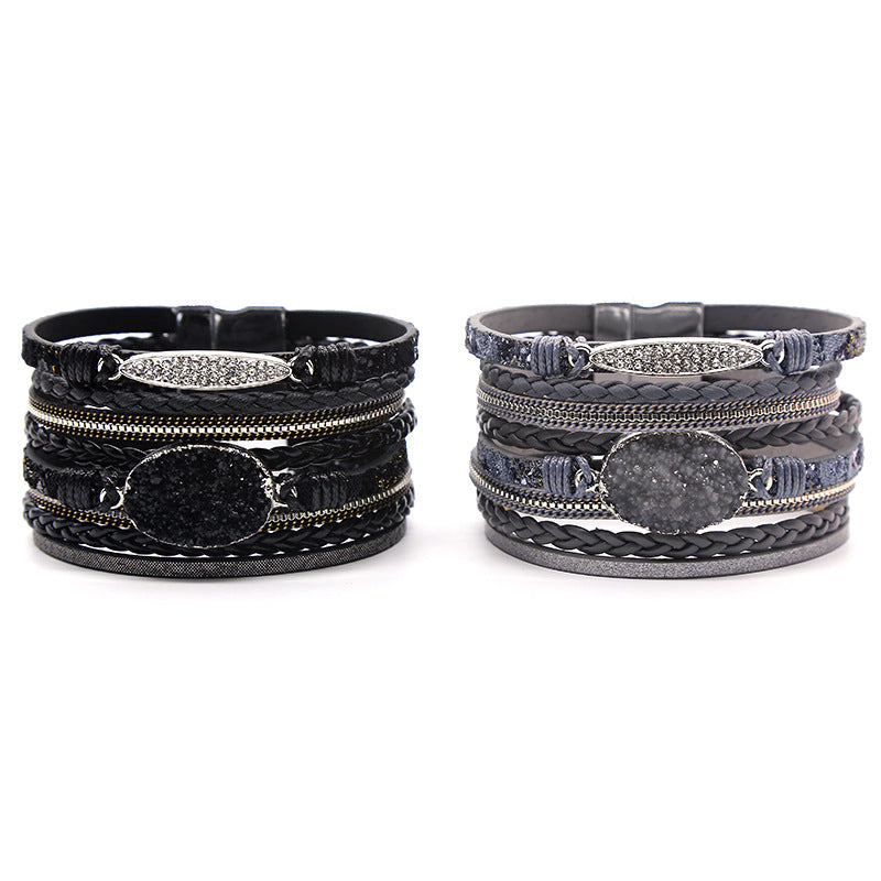 Women's Fashion Electroplated Leather Magnetic Buckle Jewelry Bracelets