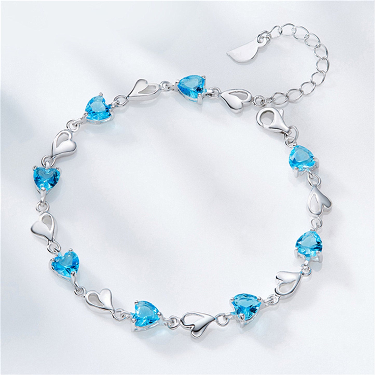 Style mode argent bijoux cristal Zircon améthyste coeur femme Bracelets