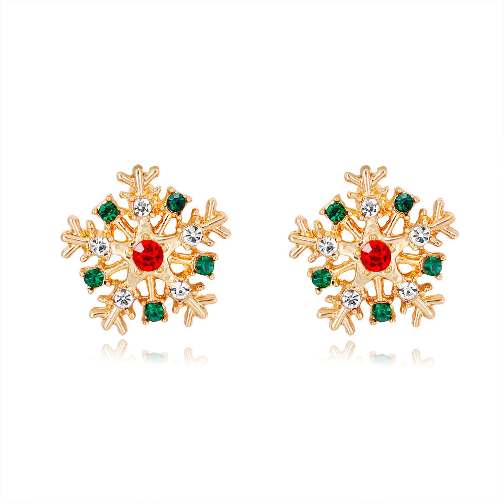 Fashion Christmas Creative Diamond Snowflake Danby Earrings