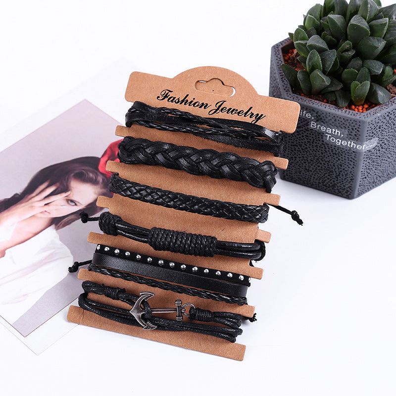 Set Cattle Leather Vintage Genuine Boat Bracelets