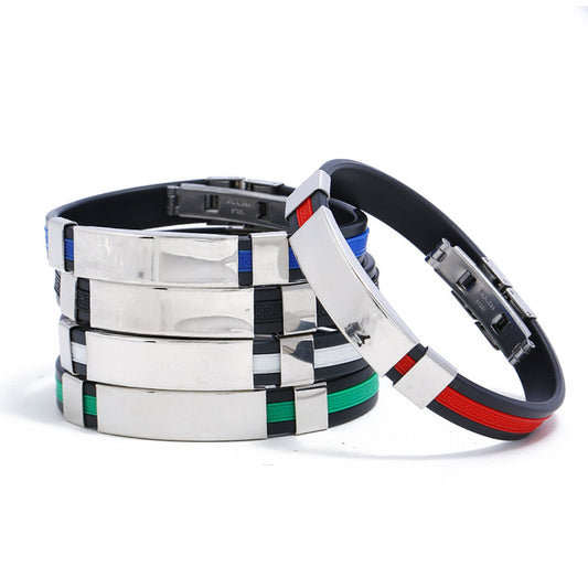 Bracelets en silicone pour hommes en acier inoxydable et titane