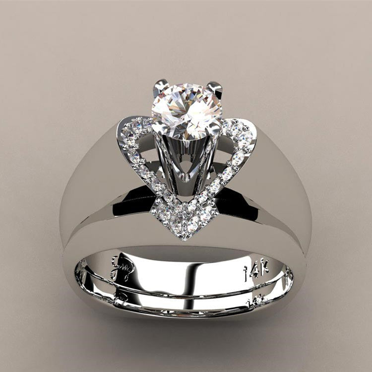 Women's Creative Heart-shaped Artificial Diamond Fashion Engagement Rings