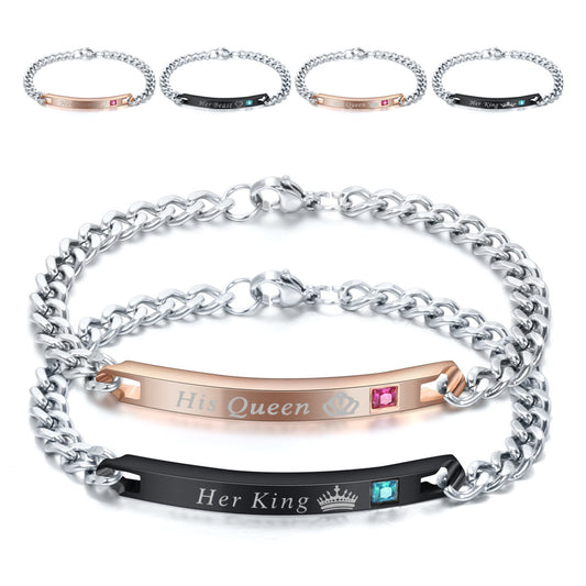 Paire de bracelets en acier inoxydable pour femmes, amoureux de l'acier et du titane, simples et sauvages