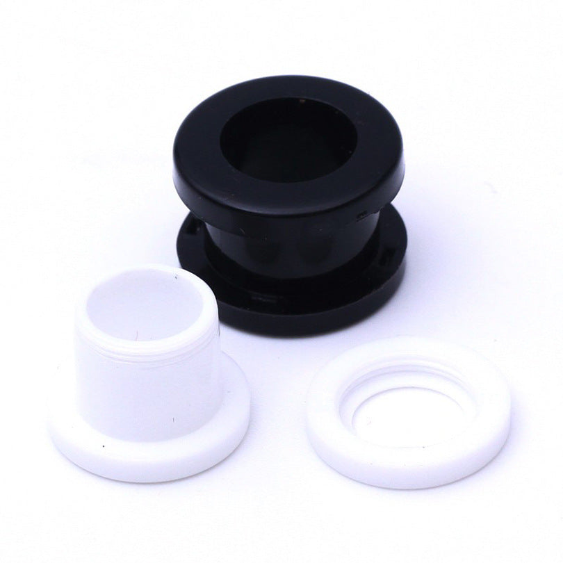 Piercing Black White Resin Cylindrical Pulley Ear Extender Stud Earrings