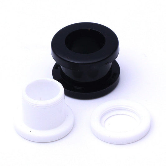 Piercing Black White Resin Cylindrical Pulley Ear Extender Stud Earrings