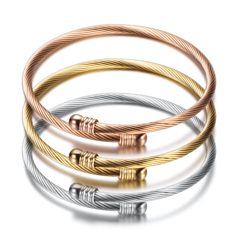 Women's Gold Cable Wire Stainless Steel Fashion Bracelets