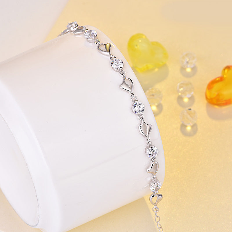 Bracelets légers pour femmes, en argent sterling, cristal, amour