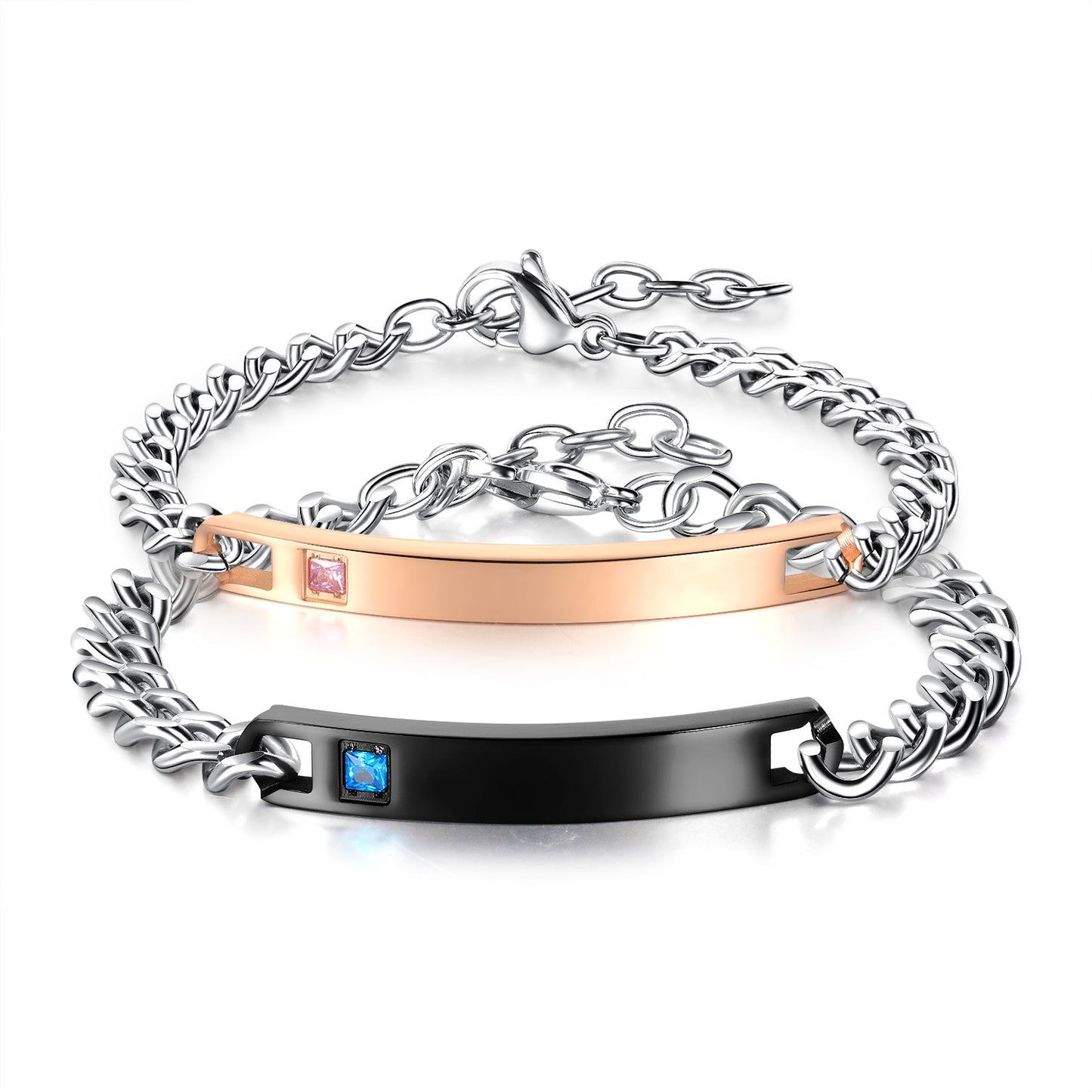 Titanium Steel Couple With Diamond Jewelry Bracelets