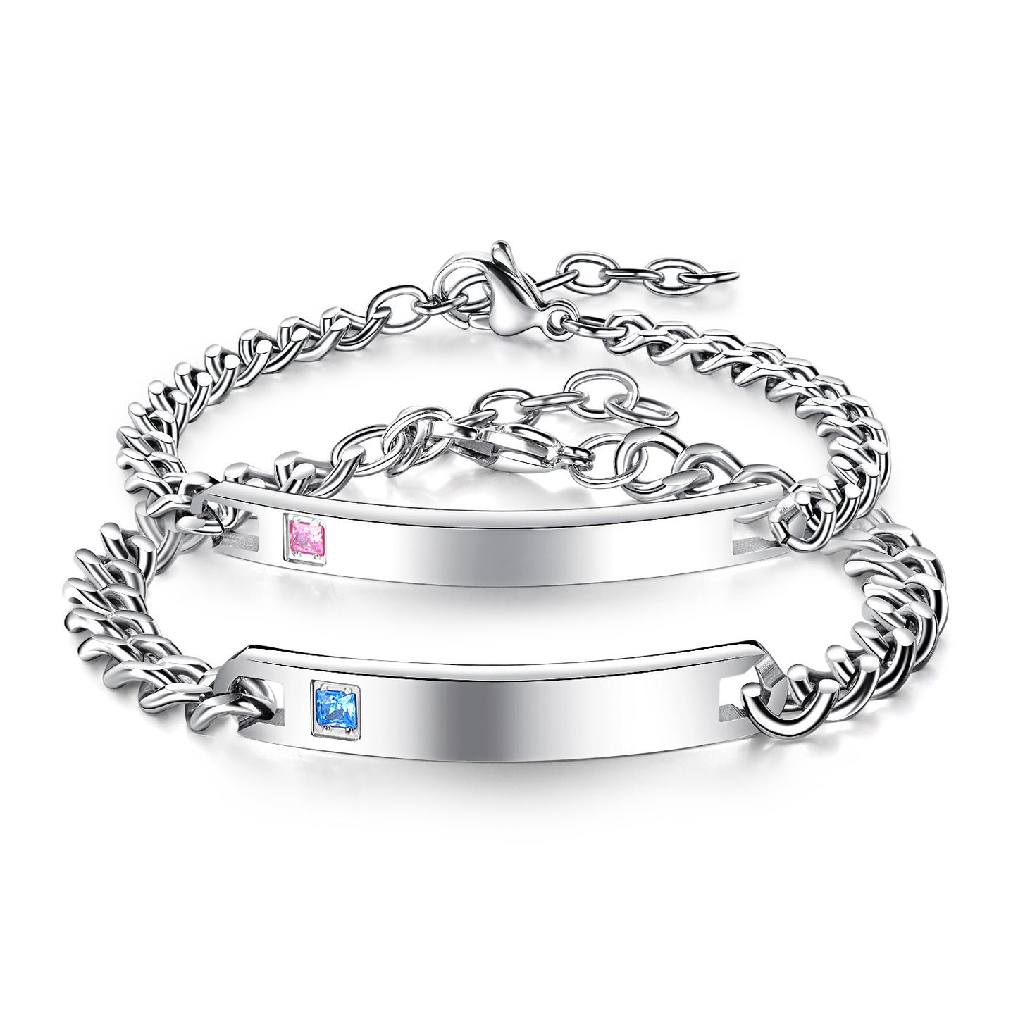 Titanium Steel Couple With Diamond Jewelry Bracelets