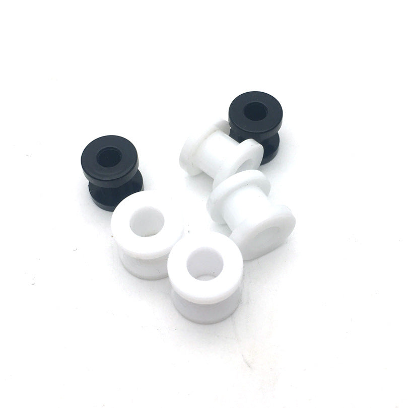 Piercing Black White Resin Cylindrical Pulley Ear Extender Stud Earrings