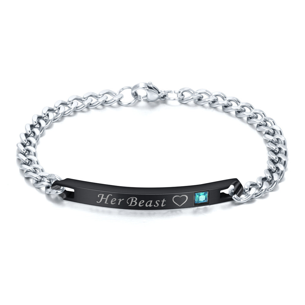 Paire de bracelets en acier inoxydable pour femmes, amoureux de l'acier et du titane, simples et sauvages