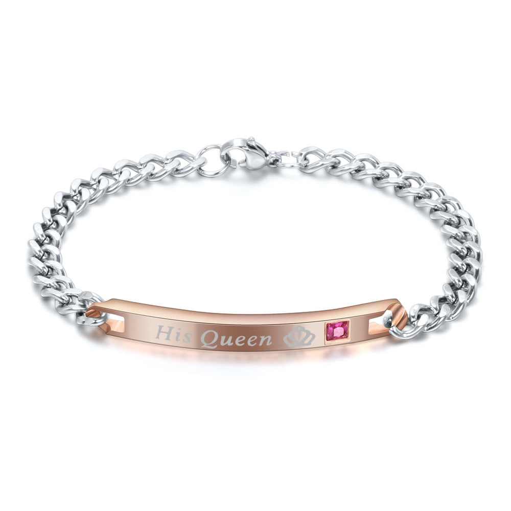 Paire de bracelets en acier inoxydable pour femmes, amoureux de l'acier et du titane, simples et sauvages