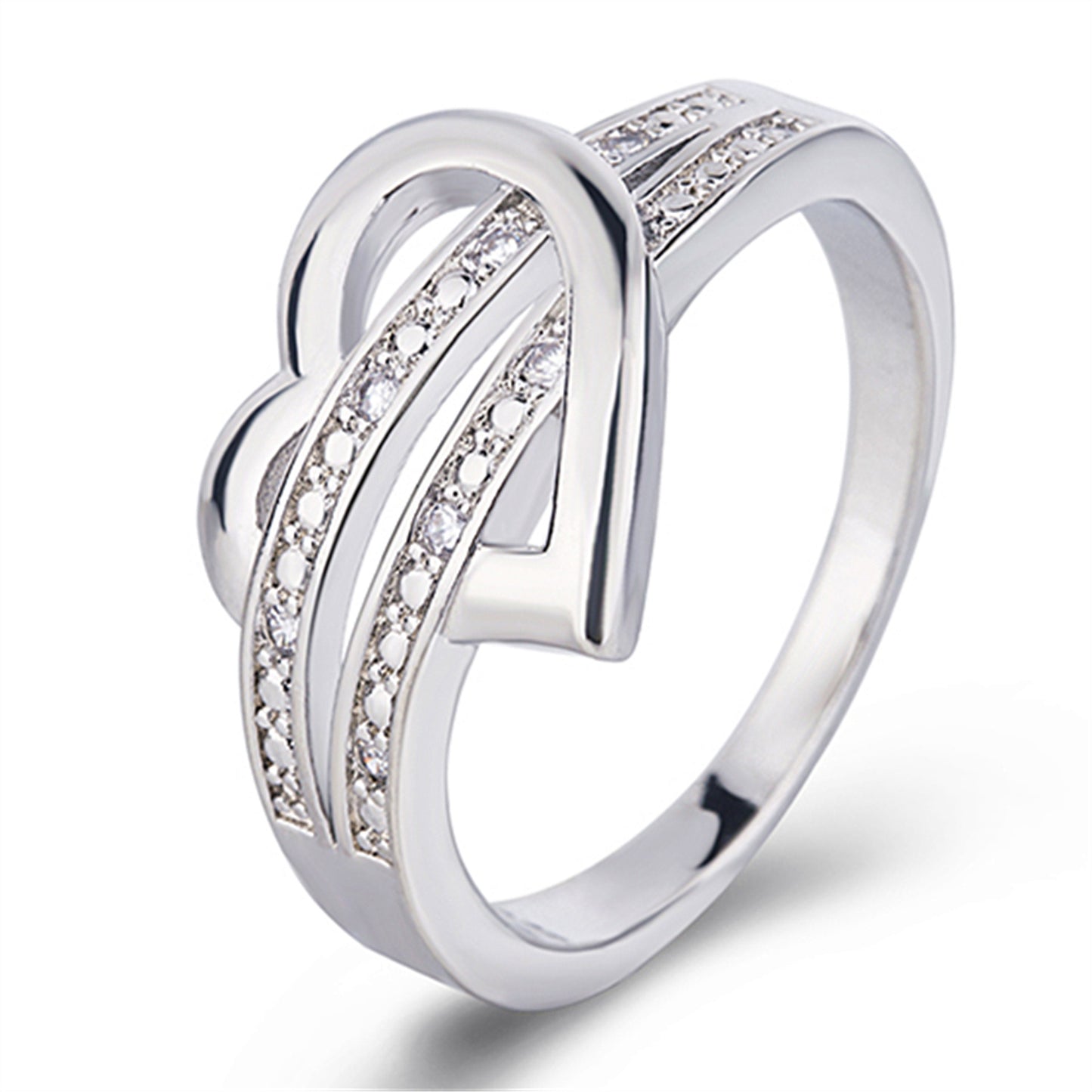 Women's Fashion Sier Color Love Heart Female Rings