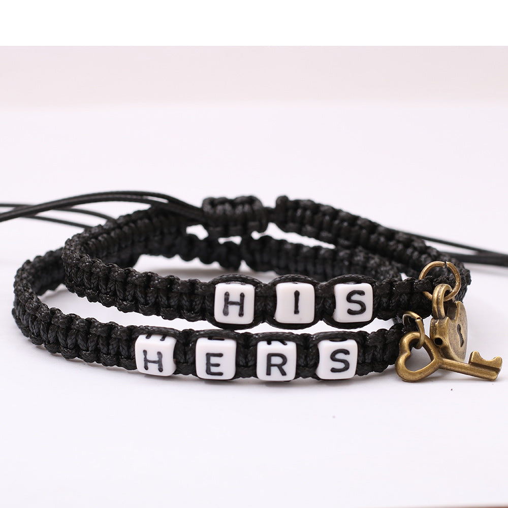 Lock Core Key Pendant Woven Lanyard Bracelets