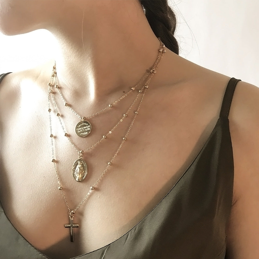 Women's Vintage Exaggerated Personalized Sequined Copper Bead Virgin Necklaces