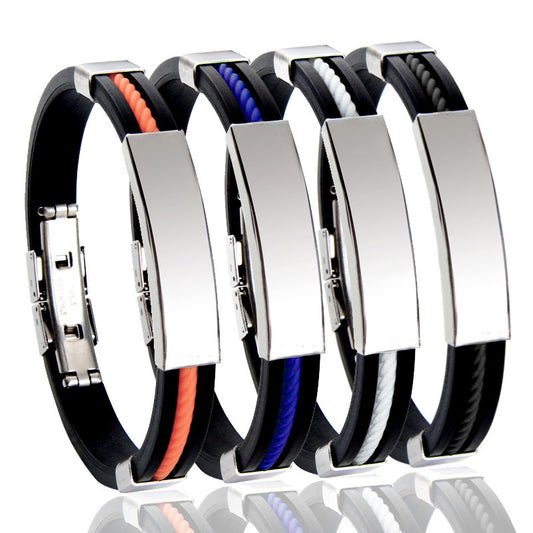 Men's Engraved Titanium Steel Silicone Stainless Bracelets