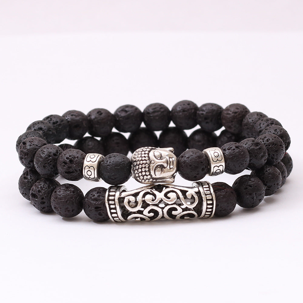 Alloy Buddha Head Pattern Copper Tube Bracelets