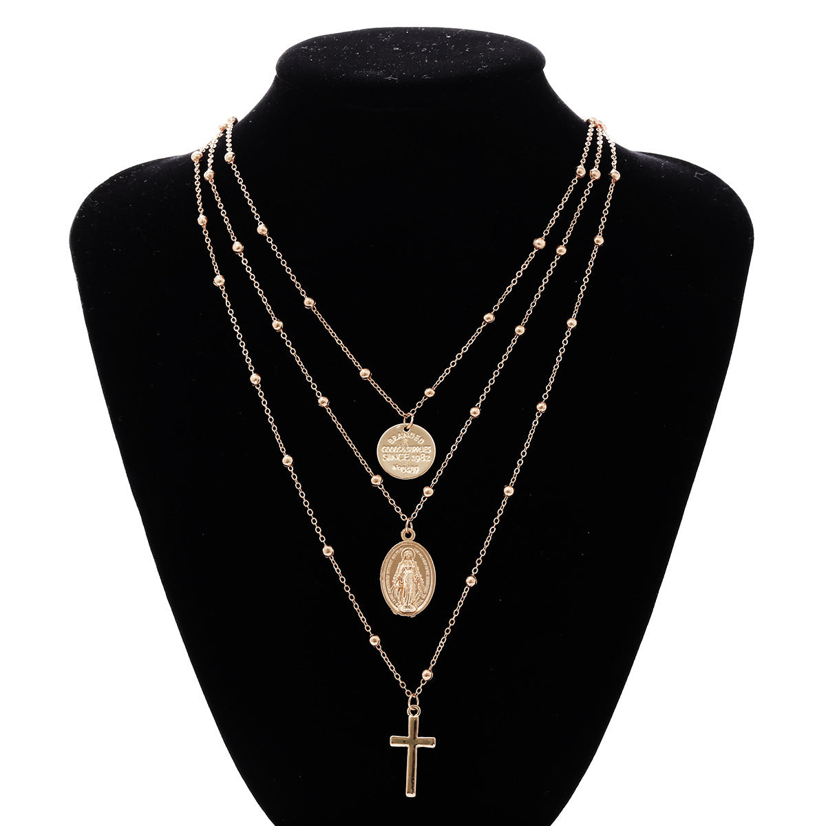 Women's Vintage Exaggerated Personalized Sequined Copper Bead Virgin Necklaces