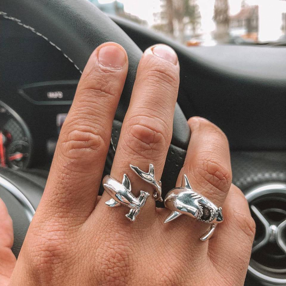 White Shark Sphyrnidae Open Alloy Suit Ring