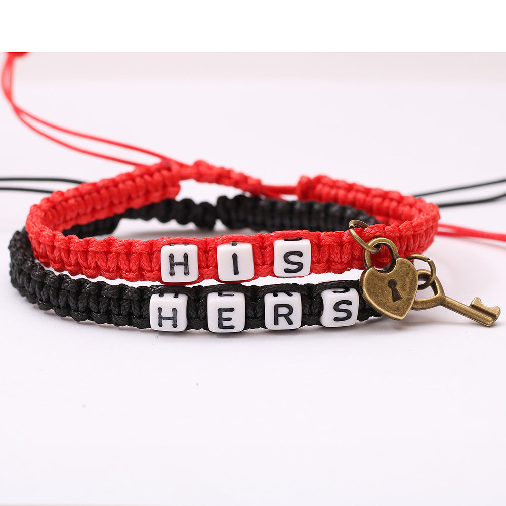 Lock Core Key Pendant Woven Lanyard Bracelets