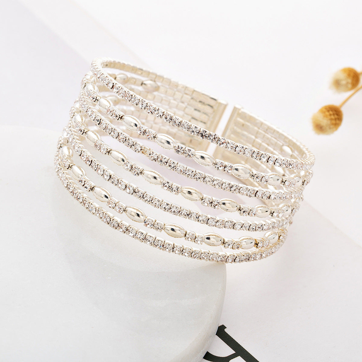Women's Full Diamond Fashion Handmade Wide For Bracelet