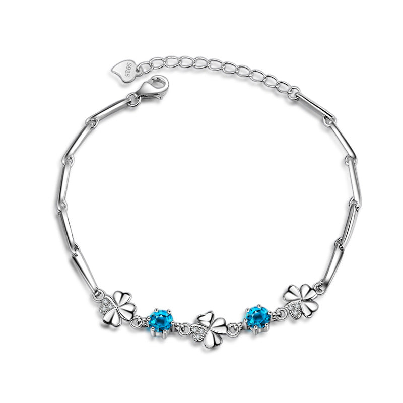 Sterling Silber Clover weibliche Persönlichkeit einfache Glück Zirkon Armbänder