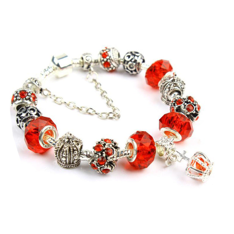 Women's Colorful Crystal Crown Beaded Handmade Glass Bracelets