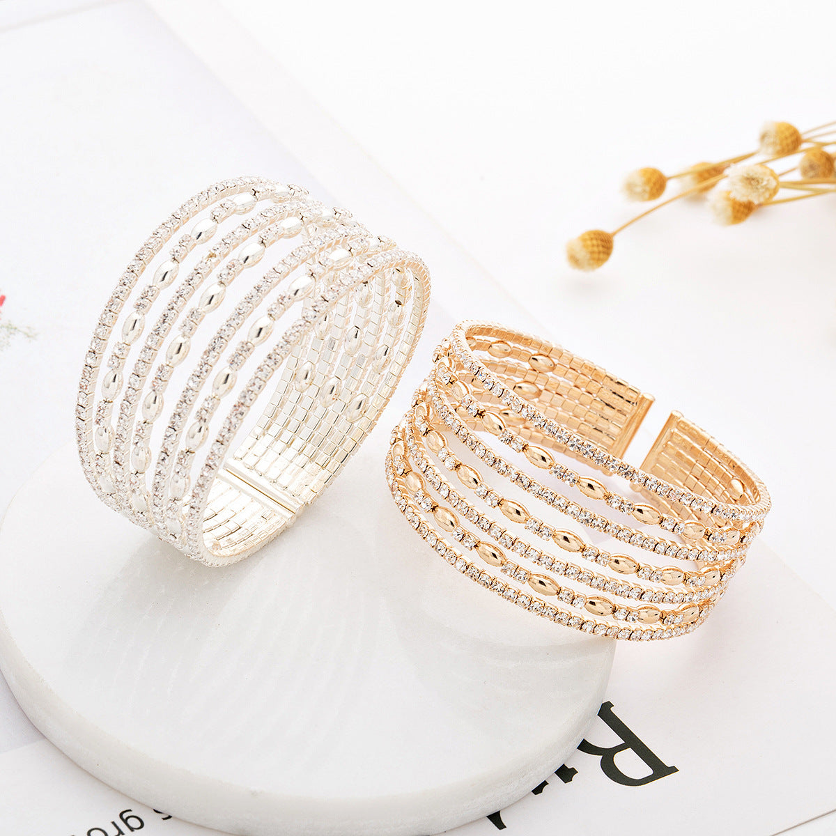 Women's Full Diamond Fashion Handmade Wide For Bracelet