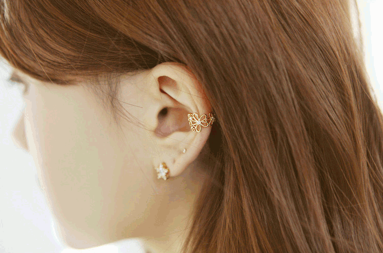 Korean Style Lady Flower Diamond Ears Ear Clip