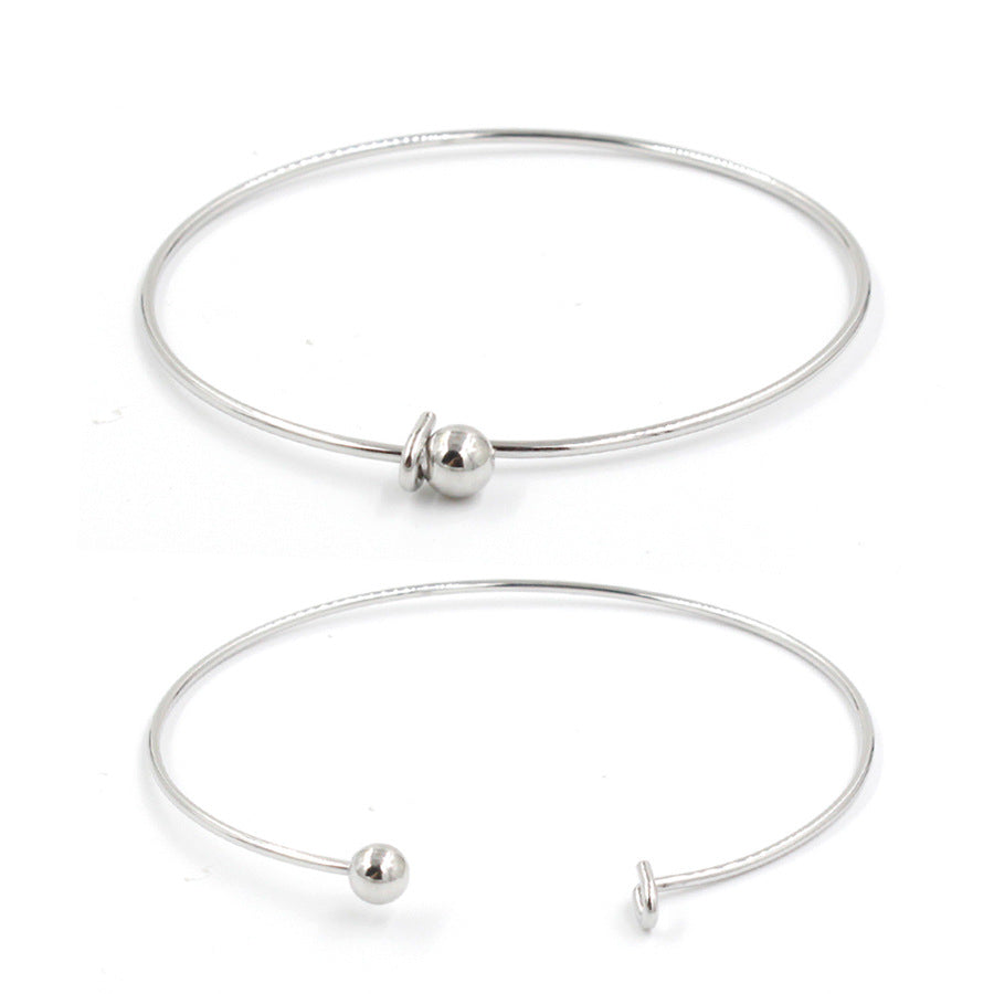 Diameter Stainless Steel Open Movable Simple Thread Beads Bracelets