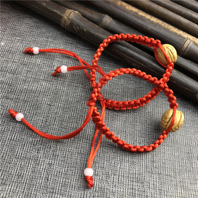 Natural Peach Pit Red Rope Hand-woven Lucky Bracelet