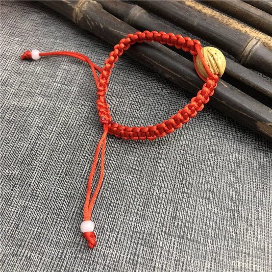 Natural Peach Pit Red Rope Hand-woven Lucky Bracelet