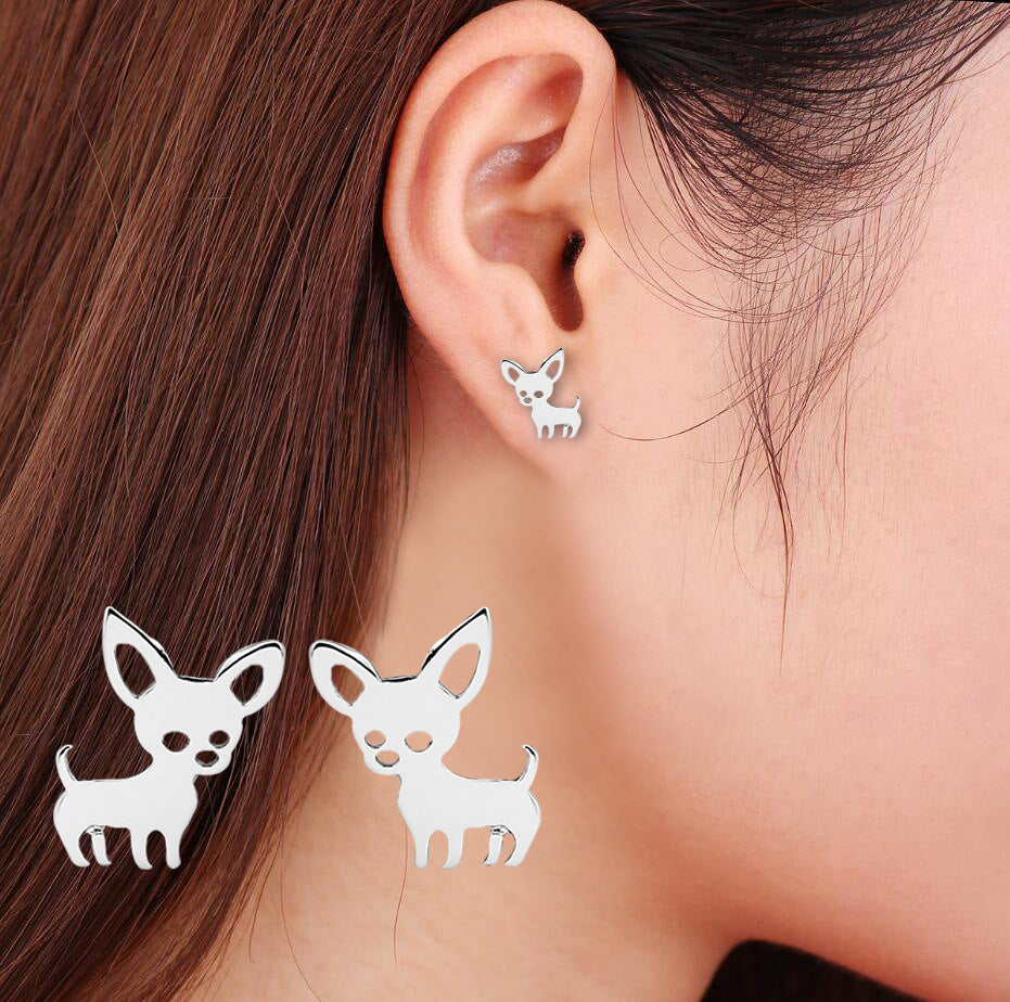 Chihuahua Puppy Cute Stainless Steel Small Earrings