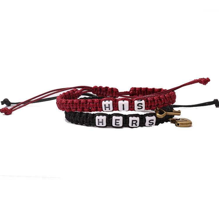 Lock Core Key Pendant Woven Lanyard Bracelets