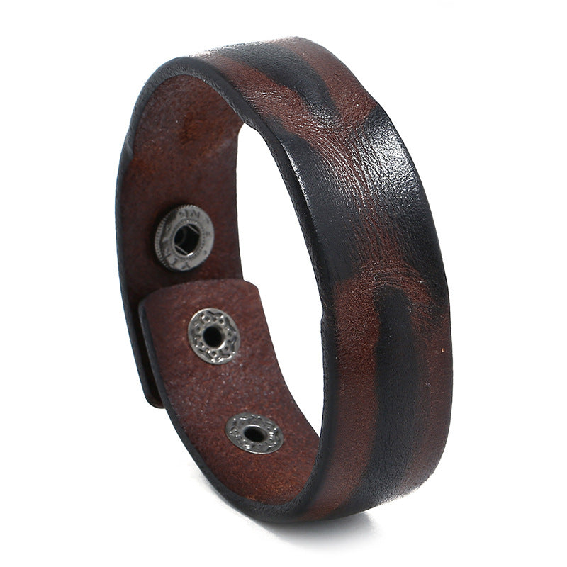 Einfache Retro-Rinderleder-Ornamentarmbänder für Herren im Punk-Stil