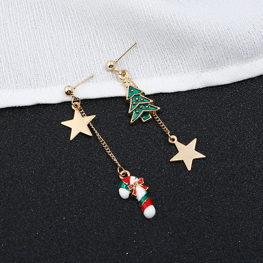 Women's Sweet Cute Christmas Tree Snowman Personality Earrings