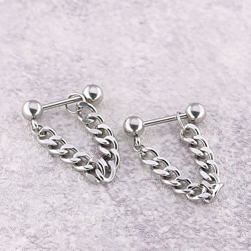 Punk Hip Hop Fashion Simple Titanium Steel Earrings