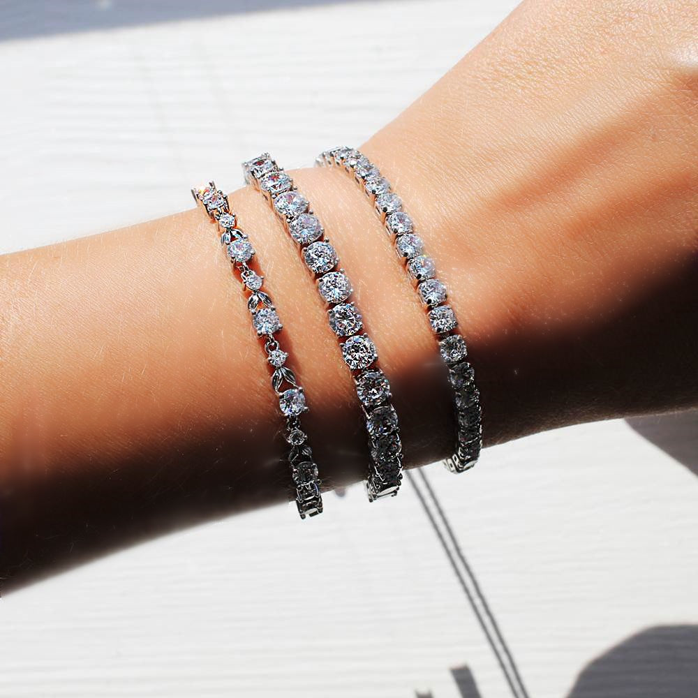 Women's Korean Elegant Single-row Round Zircon Bracelets