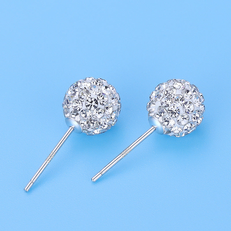 Boucles d'oreilles boules en strass Super Flash avec diamants suisses pour femmes