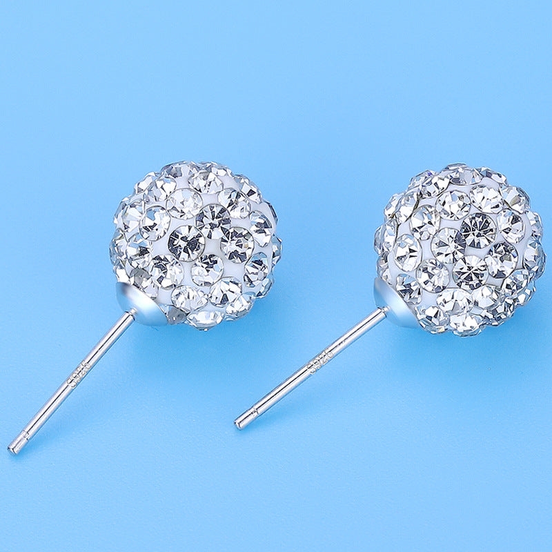 Boucles d'oreilles boules en strass Super Flash avec diamants suisses pour femmes