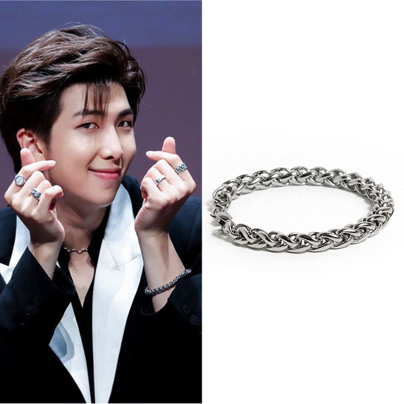 Bracelets en titane dorés de style hongkongais Nam Joon Punk Street Cool