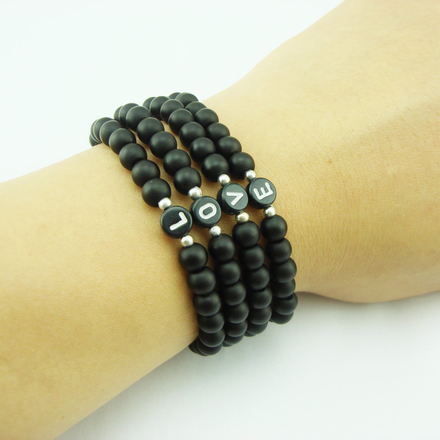 Style Free Match Letter Frosted Imitation Black Bracelets