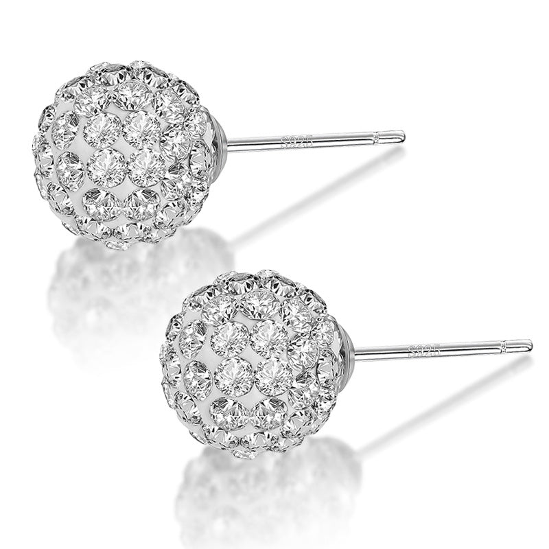 Boucles d'oreilles boules en strass Super Flash avec diamants suisses pour femmes