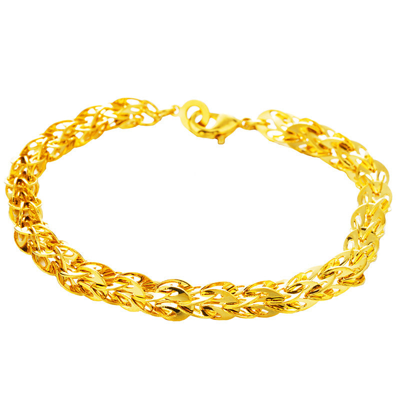 Women's Placer Gold Glossy Phoenix Tail Brass Gold-plated Bracelets