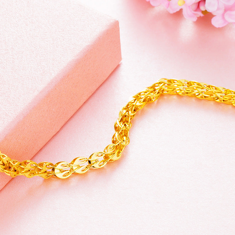 Bracelets pour femmes Placer Gold Glossy Phoenix Tail en laiton plaqué or